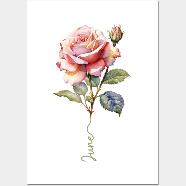 Rose - Birth Month flower for June Wall Art by Mistywisp